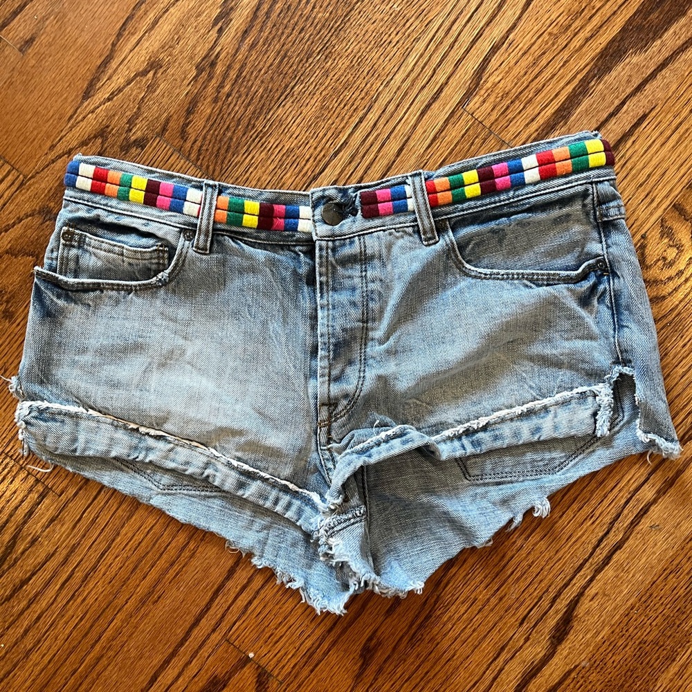 Free People Colorful Waistband Denim Women Shorts